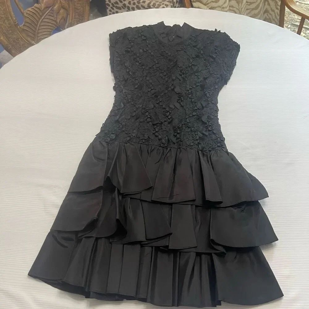 A La Carte California VTG Black Dress Size Small Medium See Measurements